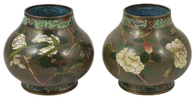 Lot 299 - A PAIR OF JAPANESE CLOISONNE VASES