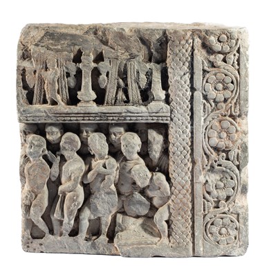 Lot 98 - A GANDHARA GREY SCHIST RELIEF FRAGMENT, NORTH-WESTERN PAKISTAN, 3RD/4TH CENTURY