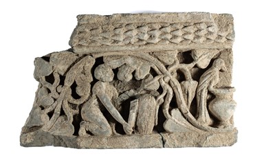 Lot 100 - A GANDHARA GREY SCHIST FRAGMENTARY FRIEZE SECTION, NORTH-WESTERN PAKISTAN, 3RD/4TH CENTURY