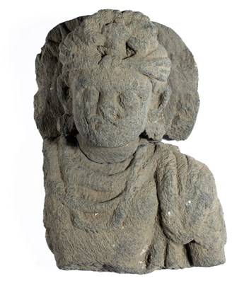 Lot 101 - A GANDHARA GREY SCHIST BUST OF MAITREYA, NORTH-WESTERN PAKISTAN, 3RD/4TH CENTURY