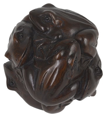 Lot 350 - A GROUP OF THREE JAPANESE WOOD NETSUKE