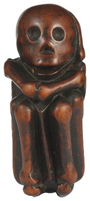 Lot 375 - ~A JAPANESE EBONY NETSUKE OF A SKELETON