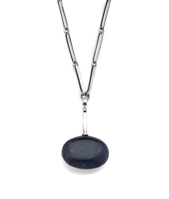 Lot 317 - GEORG JENSEN, VIVIANNA TORUN BULOW-HUBE: SILVER AND SODALITE PENDANT, 1971