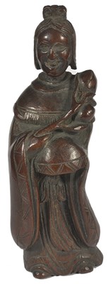 Lot 439 - A JAPANESE WOOD NETSUKE OF SEIOBO