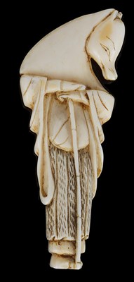 Lot 450 - ~A JAPANESE IVORY NETSUKE OF HAKUZOSU