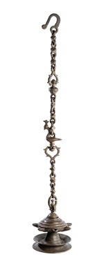 Lot 182 - A BRONZE HANGING LAMP, SOUTHERN INDIA, 19TH CENTURY