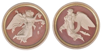 Lot 474 - A PAIR OF DANISH TERRACOTTA ROUNDELS OF 'NIGHT' AND 'DAY'