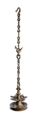 Lot 181 - A BRONZE HANGING LAMP, SOUTHERN INDIA, 19TH CENTURY