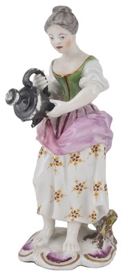 Lot 479 - A FRANKENTHAL FIGURE OF A GIRL WITH WATERING CAN