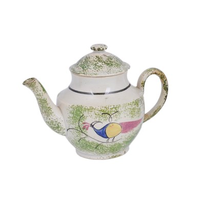 Lot 488 - A PEARLWARE TEAPOT AND COVER