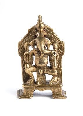 Lot 133 - A SMALL BRONZE FIGURE OF GANESHA, WESTERN DECCAN, INDIA, CIRCA 17TH CENTURY