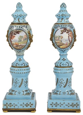 Lot 501 - A PAIR OF GEORGE III ENAMEL CASSOLETTES