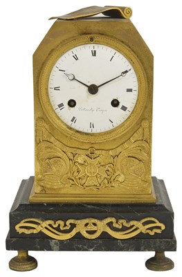 Lot 505 - A FRENCH GILT-BRONZE MANTEL CLOCK