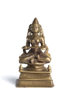 Lot 134 - A BRONZE FIGURE OF ANNAPURNA, DECCAN, CIRCA 18TH CENTURY