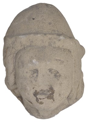 Lot 510 - A MEDIEVAL LIMESTONE HEAD