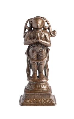 Lot 135 - A BRONZE FIGURE OF HANUMAN, SOUTH INDIA, CIRCA 18TH CENTURY