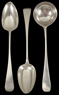 Lot 525 - TWO GEORGE III SILVER GRAVY SPOONS