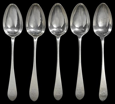 Lot 527 - A SET OF FOUR SCOTTISH GEORGE III SILVER TABLESPOONS