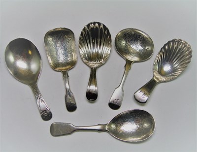 Lot 537 - SIX SILVER CADDY SPOONS