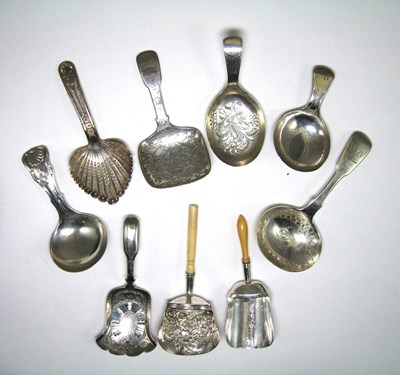 Lot 540 - ~A COLLECTION OF SEVEN SILVER CADDY SPOONS