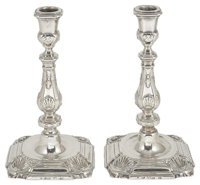 Lot 559 - A PAIR OF DUTCH SILVER CANDLESTICKS