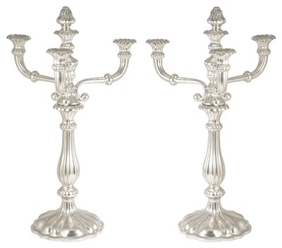 Lot 564 - A PAIR OF AUSTRIAN SILVER FOUR-LIGHT CANDELABRA