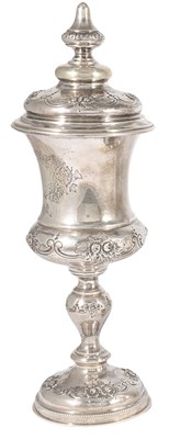 Lot 568 - A GERMAN SILVER STANDING CUP AND COVER