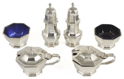 Lot 612 - A SILVER SIX-PIECE CONDIMENT SET