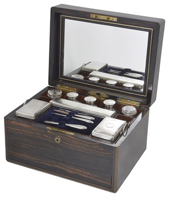 Lot 619 - A VICTORIAN CALAMANDER DRESSING CASE