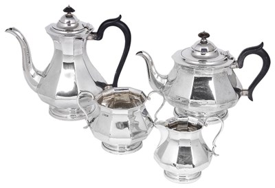 Lot 624 - A GEORGE VI SILVER FOUR-PIECE TEA AND COFFEE SET