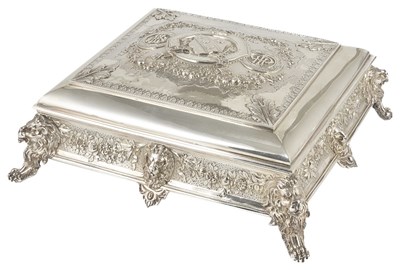 Lot 646 - A VICTORIAN SILVER PRESENTATION CASKET