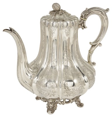 Lot 650 - ~A VICTORIAN SILVER COFFEE POT