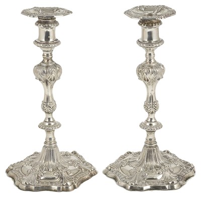 Lot 663 - A PAIR OF GEORGE III SILVER CANDLESTICKS