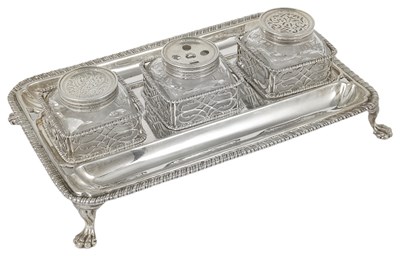 Lot 667 - A GEORGE III SILVER INKSTAND