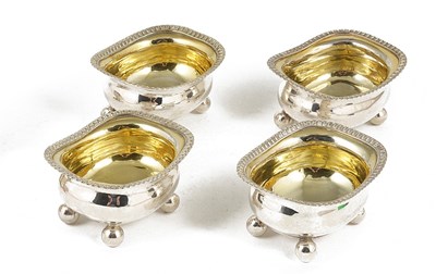 Lot 668 - TWO PAIRS OF GEORGE III SILVER SALT CELLARS