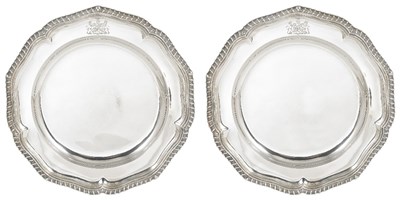 Lot 672 - A PAIR OF GEORGE III SILVER DINNER PLATES