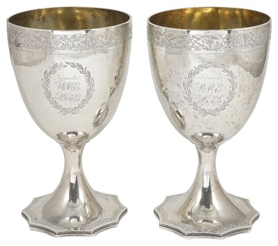 Lot 674 - A PAIR OF SCOTTISH GEORGE III SILVER GOBLETS