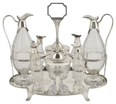 Lot 681 - A GEORGE III SILVER CRUET SET