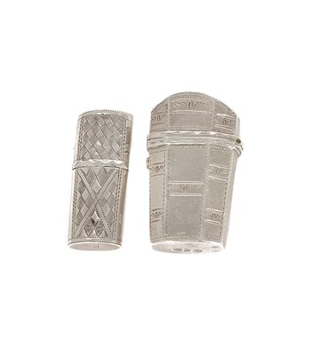 Lot 698 - TWO GEORGE III SILVER SCENT BOTTLE CASES