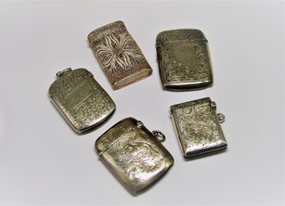 Lot 709 - FIVE SILVER VESTA CASES