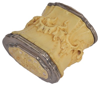 Lot 720 - ~A SILVER-MOUNTED IVORY DOUBLE SNUFF BOX