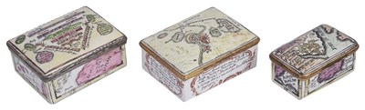 Lot 724 - TWO GERMAN ENAMEL SEVEN YEARS WAR COMMEMORATIVE SNUFF BOXES