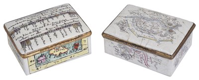 Lot 725 - TWO GERMAN ENAMEL SEVEN YEARS WAR COMMEMORATIVE SNUFF BOXES