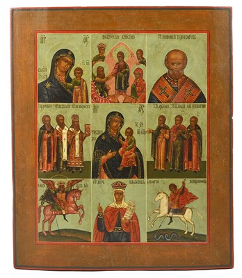 Lot 745 - A RUSSIAN NINE PART ICON