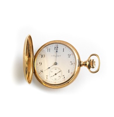 Lot 748 - ELGIN: A GOLD GENTLEMAN'S HUNTING CASED POCKET WATCH