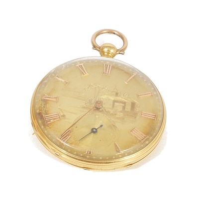 Lot 752 - A GOLD POCKET WATCH