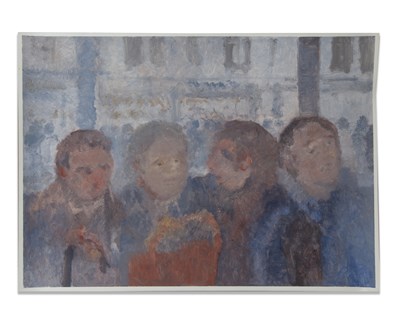 Lot 68 - BERNARD MYERS (1925-2007) CHATTING ON THE BUS...