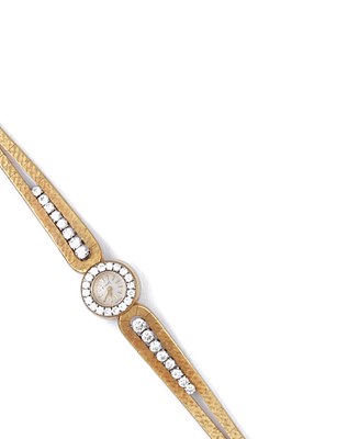 Lot 764 - LADY'S EIGHTEEN CARAT GOLD AND DIAMOND WATCH