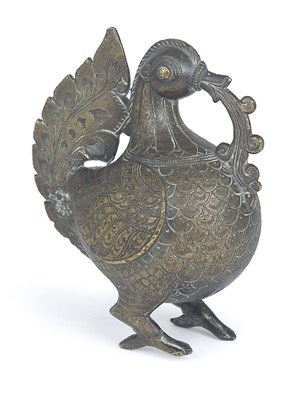 Lot 4 - A BRASS HAMSA (MYTHICAL GOOSE) FIGURE