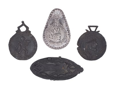 Lot 15 - THREE VICTORIAN COCK METAL 'BILLY & CHARLEY' BADGES